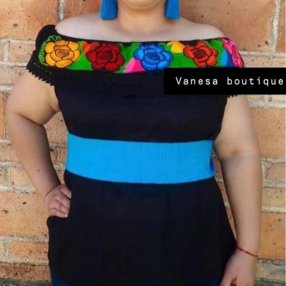 Off shoulders hand embroidered blouse